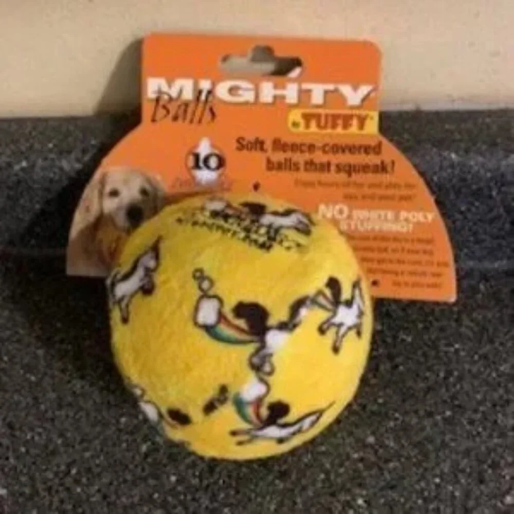 Mighty Toys Unicorn Print Durable Plush Squeaky Ball Dog Toy, Medium